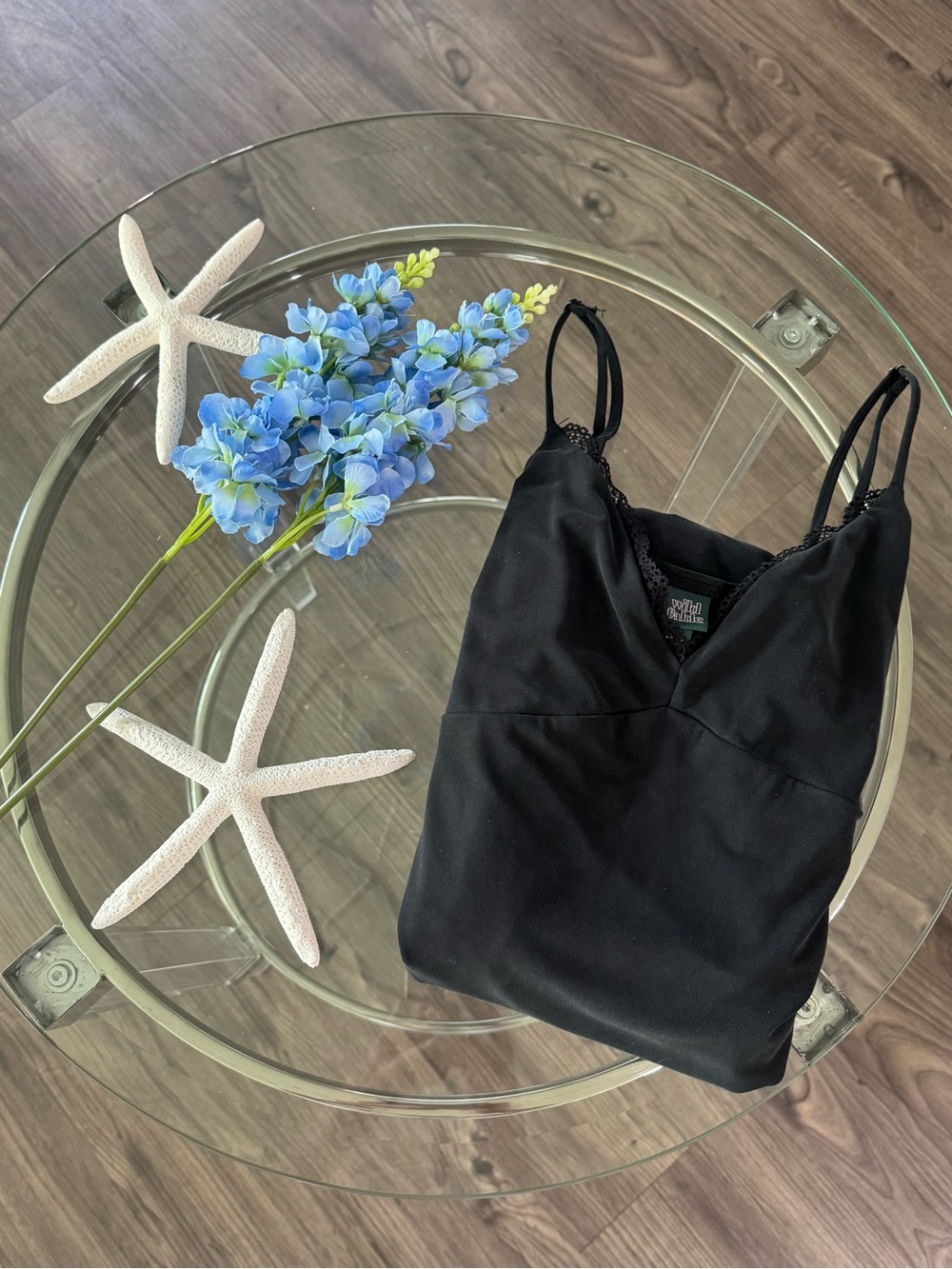 Wild Fable Black Spaghetti V-Neck Active Dress with Lace Trim - Picture 4 of 6